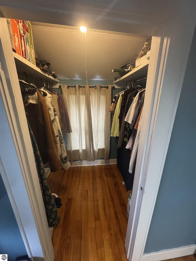 spacious closet with hardwood / wood-style flooring