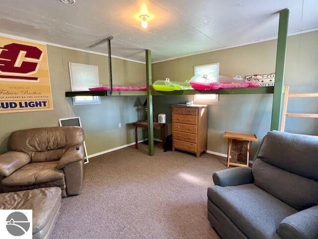 bedroom with carpet and baseboards