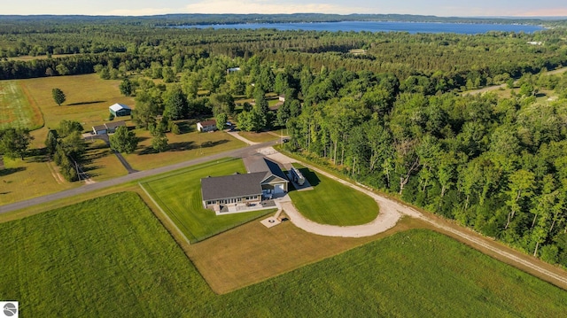 aerial view featuring a forest view