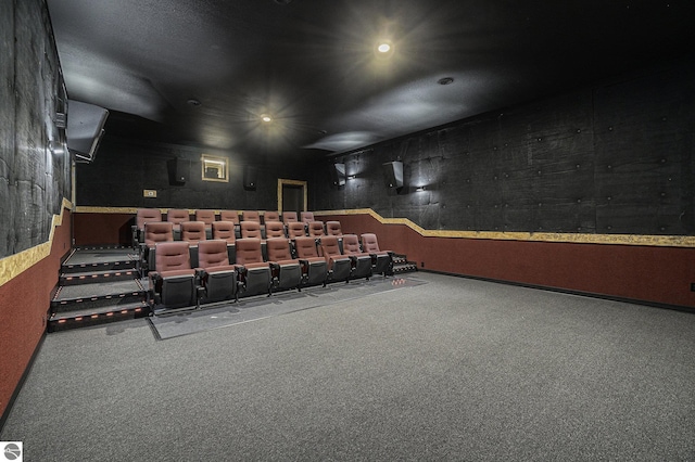 carpeted cinema room featuring recessed lighting