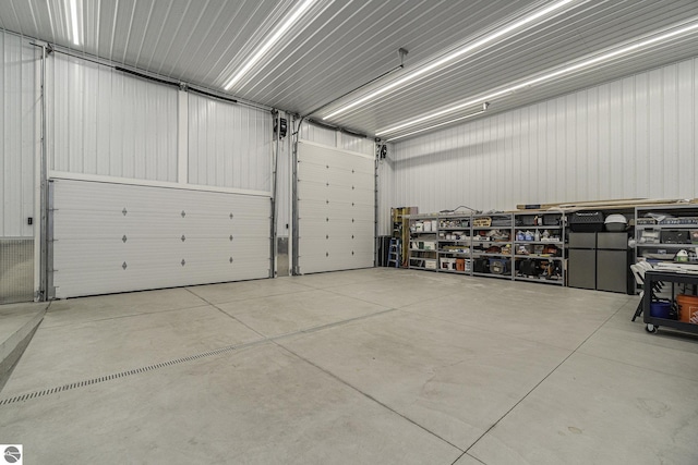 garage with metal wall