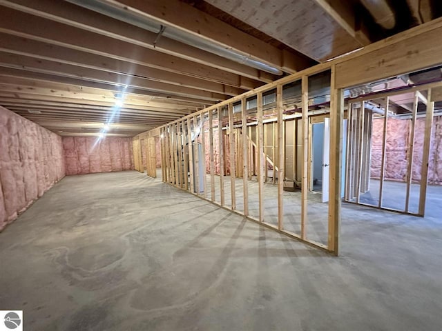 view of unfinished basement