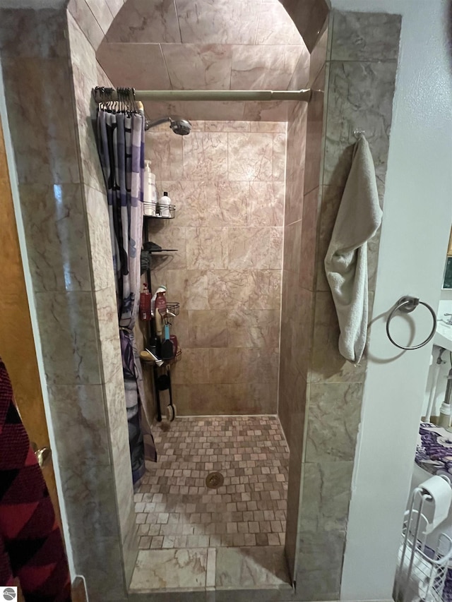 bathroom featuring a shower stall