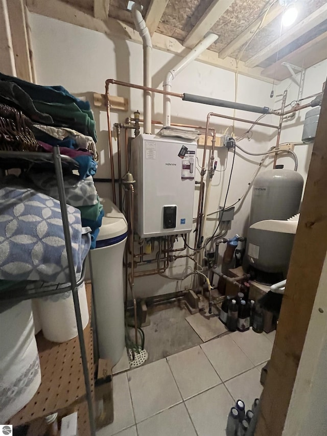 utility room with water heater