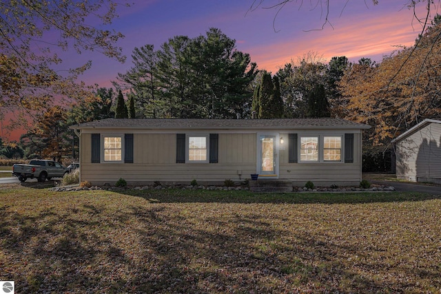 view of front of house with a front yard