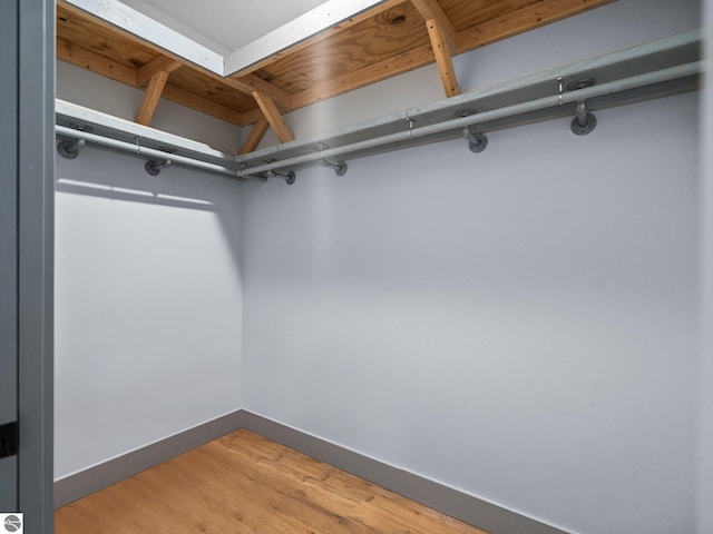 spacious closet with wood finished floors