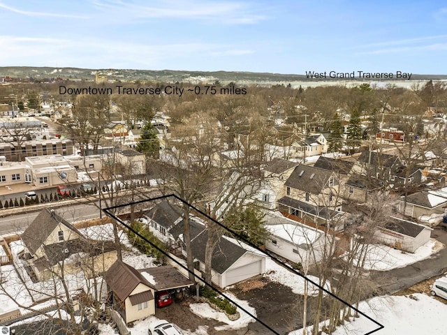 bird's eye view with a residential view