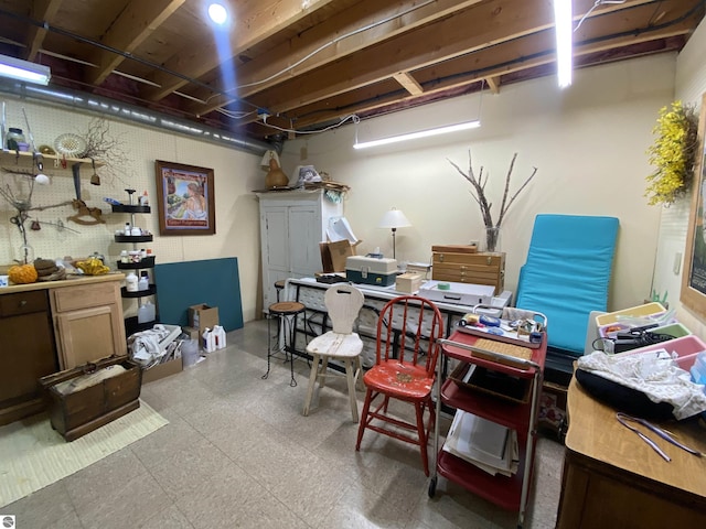 unfinished below grade area featuring tile patterned floors