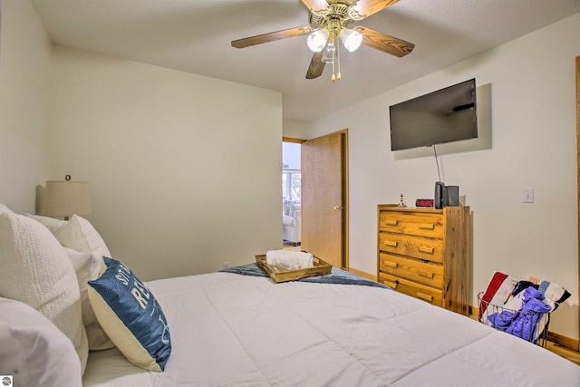 bedroom featuring ceiling fan