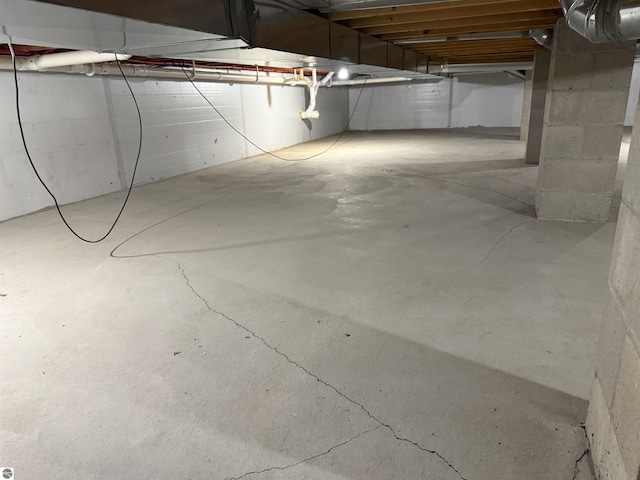 view of unfinished basement