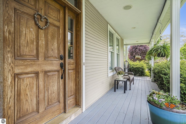 deck featuring a porch