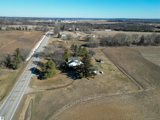 aerial view featuring a rural view