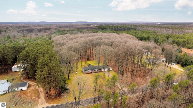 bird's eye view with a view of trees