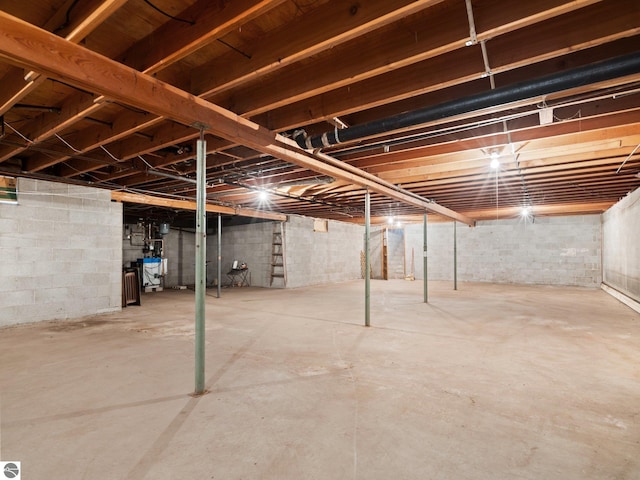 view of unfinished basement