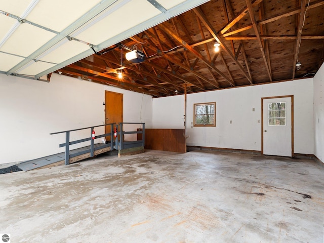 garage with a garage door opener