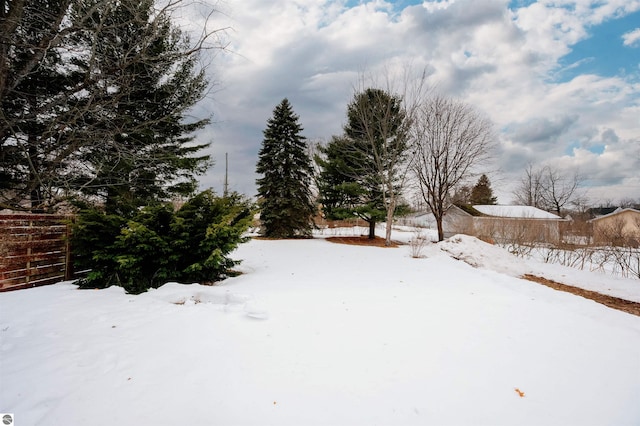 view of yard covered in snow