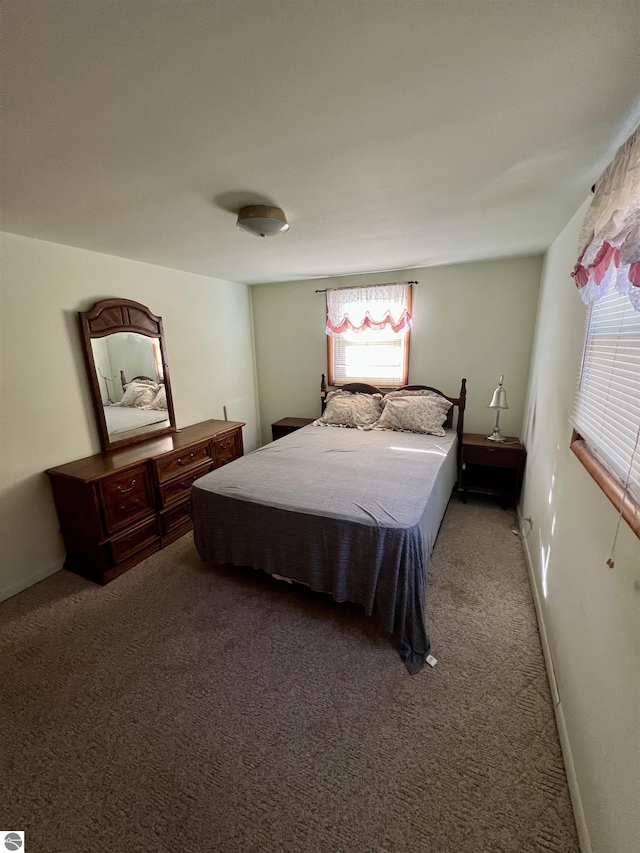 bedroom with baseboards and carpet floors