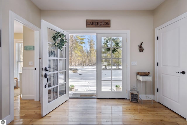 doorway to outside featuring hardwood / wood-style floors