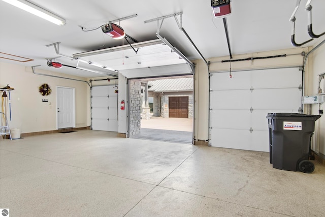 garage with a garage door opener