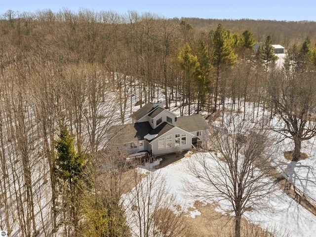 aerial view with a forest view