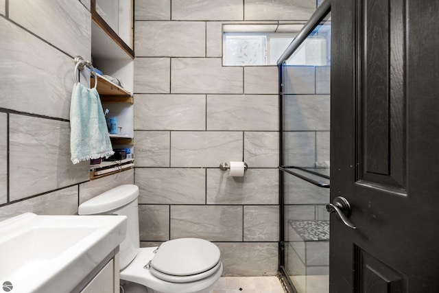 half bathroom with toilet and vanity