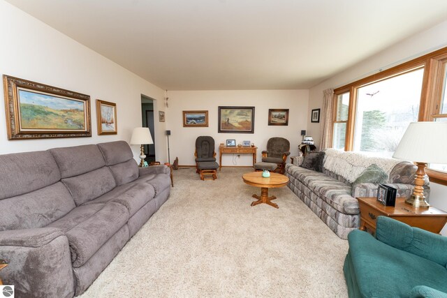 living area with carpet floors