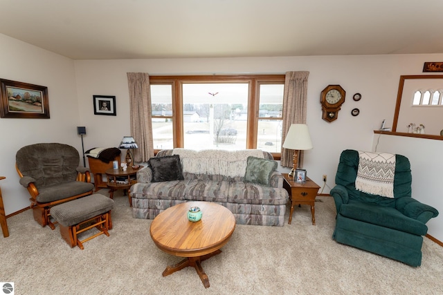 living area featuring carpet floors