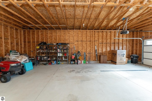 garage with a garage door opener