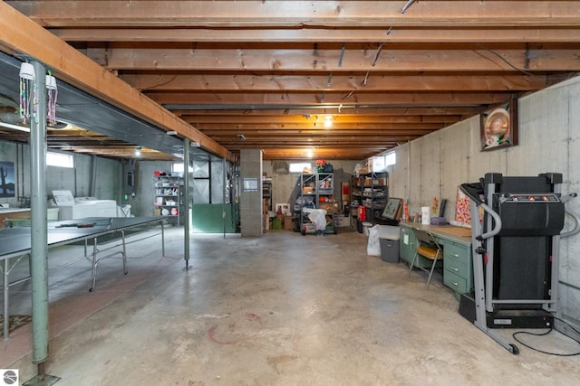 basement featuring separate washer and dryer