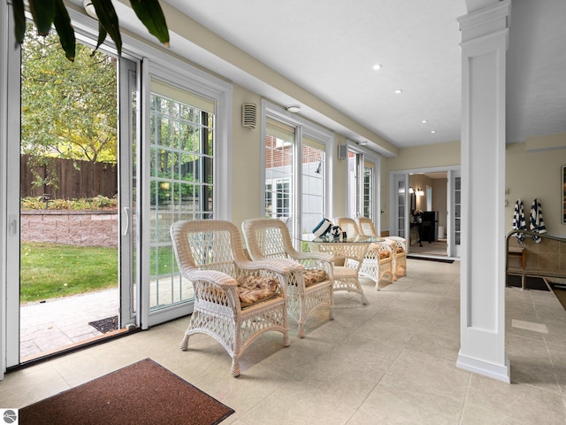 interior space with decorative columns