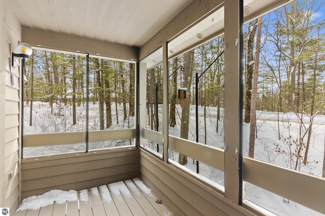 view of unfurnished sunroom