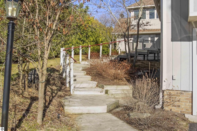 view of yard featuring stairway