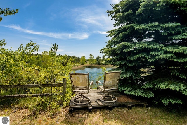 view of yard with a water view