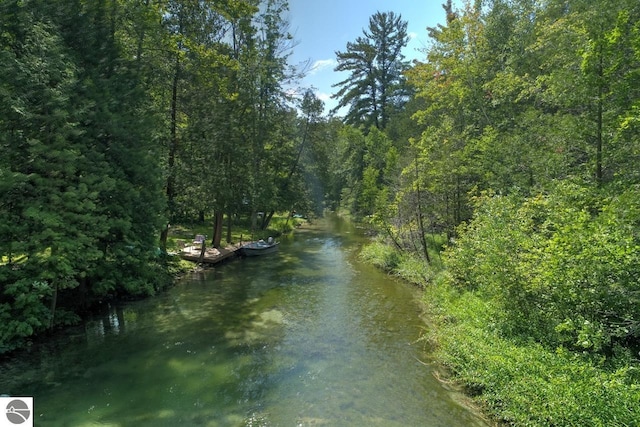 view of water feature featuring a view of trees