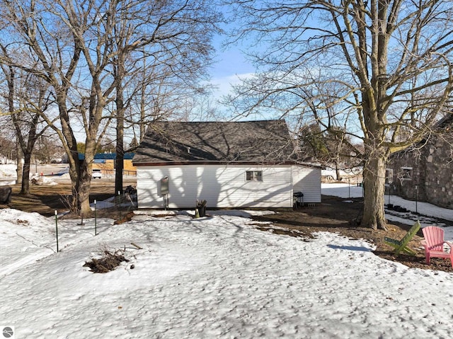 view of snow covered property