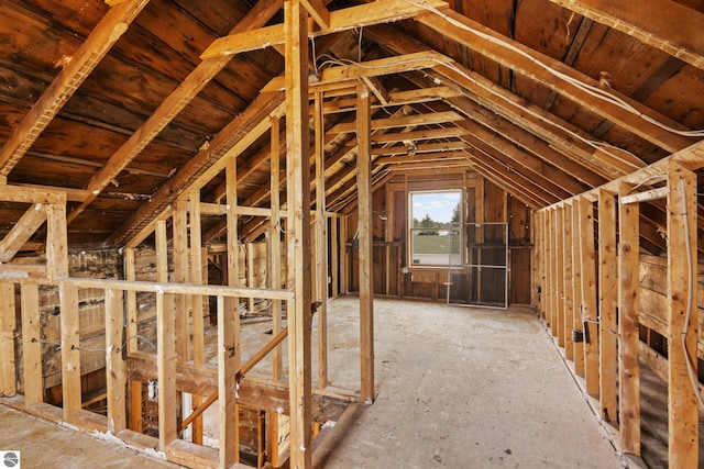 view of unfinished attic