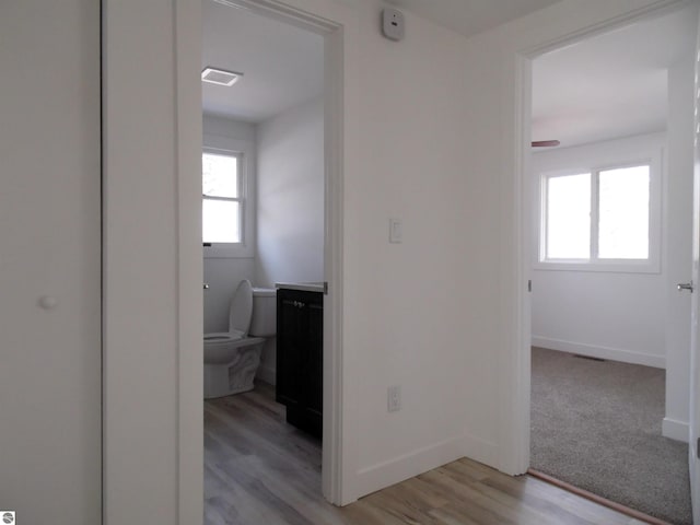 4177 Seminole St, Gladwin, MI 48624 - hallway with light wood-type flooring and baseboards