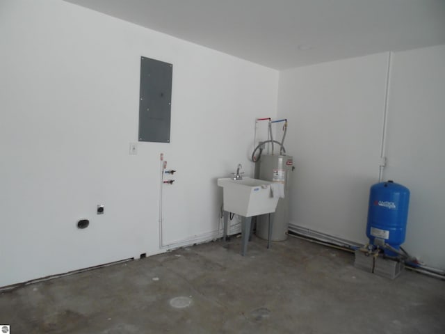 4177 Seminole St, Gladwin, MI 48624 - laundry area featuring electric panel and water heater