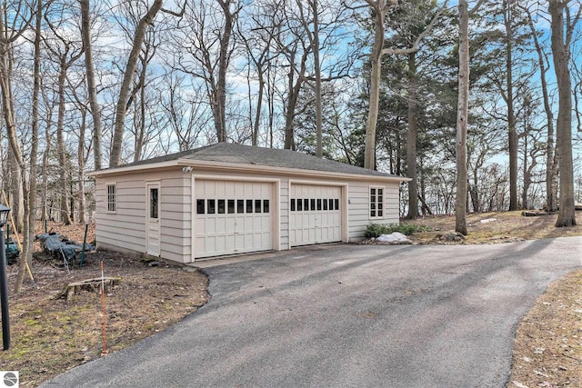 view of detached garage