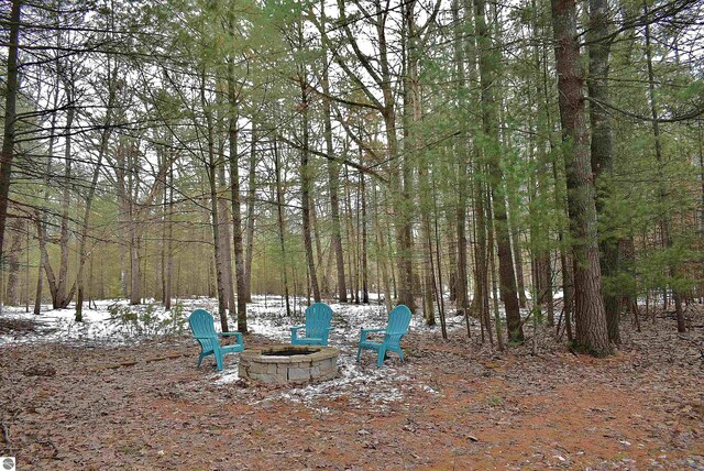 1683 White Oak Dr, Interlochen, MI 49643 - view of yard featuring a fire pit
