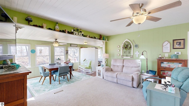 17429 Summit Ct, Barryton, MI 49305 - carpeted living room featuring a ceiling fan