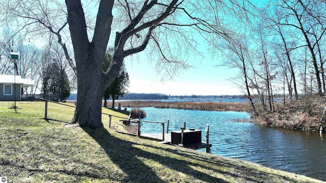 17429 Summit Ct, Barryton, MI 49305 - dock featuring a water view and a lawn
