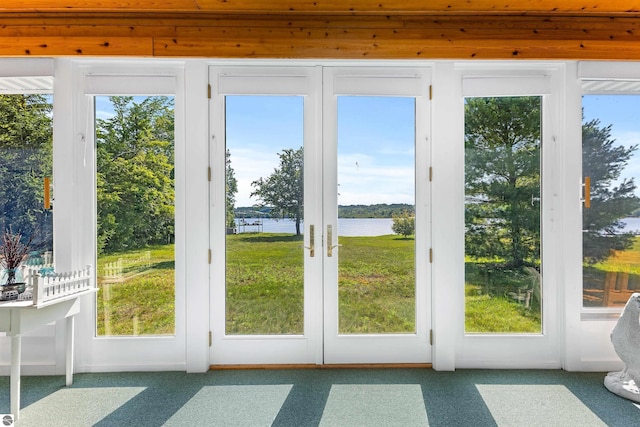 3275 S Sunrise Ln, Lake Leelanau, MI 49653 - entryway with plenty of natural light and a water view