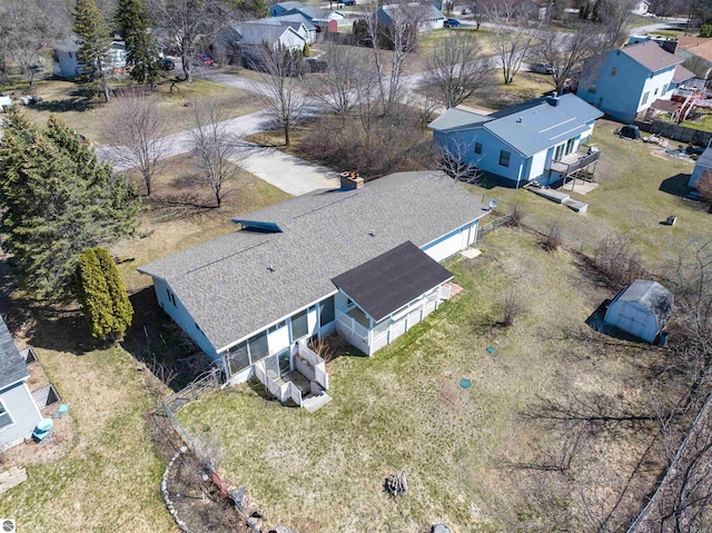 bird's eye view with a residential view