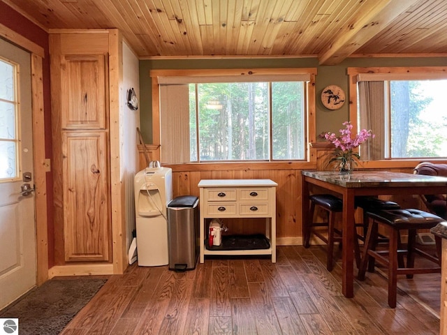 160 White Birch Ln, Cadillac, MI 49601 - dining room featuring wood finished floors and wooden ceiling