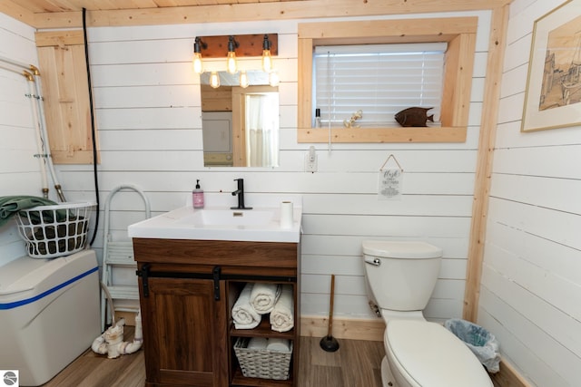 9701 S Lake Station Ave, Lake, MI 48632 - bathroom featuring toilet and wood walls