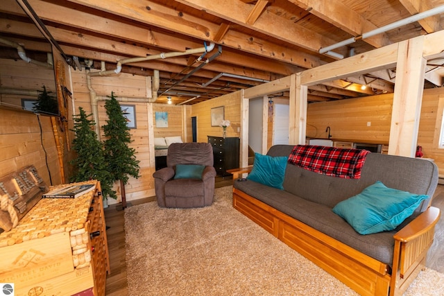 9701 S Lake Station Ave, Lake, MI 48632 - finished basement featuring wood walls