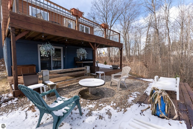 9701 S Lake Station Ave, Lake, MI 48632 - snow covered patio featuring a deck