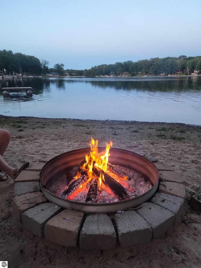 9701 S Lake Station Ave, Lake, MI 48632 - view of water feature with an outdoor fire pit