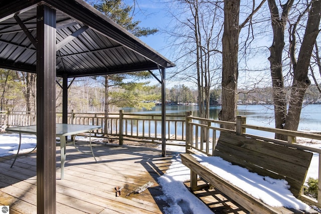 deck with a water view